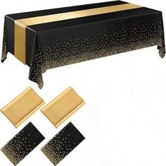 black and gold table cloths with matching place mats