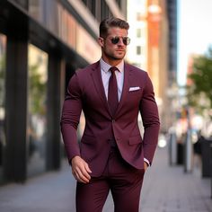 Wine Red Men's Suit 2 Piece Set Blazers Pants Classic Business Gentleman Formal Groom Wedding Dress on Storenvy Red Fitted Suit For Groom, Red Wedding Suit With Suit Collar, Red Fitted Suits For Wedding, Formal Red Fitted Tie Accessories, Classic Burgundy Wedding Suit, Fitted Red Suit For Groom, Elegant Fitted Burgundy Tuxedo, Elegant Burgundy Fitted Tuxedo, Elegant Burgundy Wedding Suits