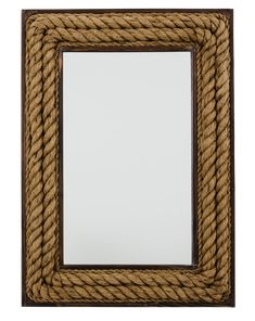 a mirror with rope around it on a white background and an empty space in the middle