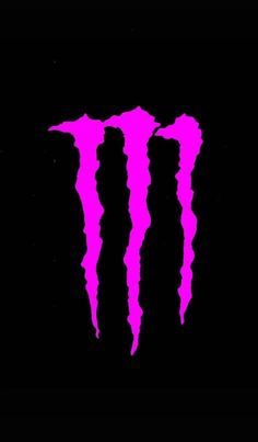 the monster logo is shown in pink on a black background, and it appears to be painted