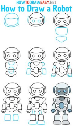 How to Draw a Robot Step by Step Robot Drawing, Drawing Tutorials For Beginners, Your Drawing, Basic Drawing, A Robot, Learn How To Draw, Drawing Practice, Drawing Skills, Art Styles