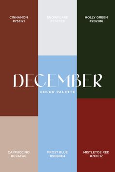 the color scheme for december is shown in different shades