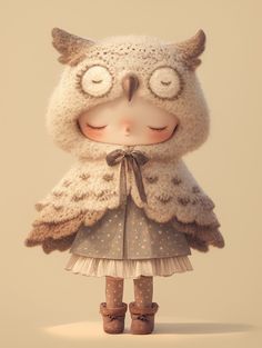 an owl is wearing a dress and boots