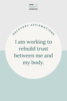 "I am working to rebuild trust between me and my body." Recovery Affirmations from Your Sensitive Recovery | Support for Highly Sensitive People in ED recovery Rebuilding Trust, Highly Sensitive People, Sensitive People, You Are, Highly Sensitive, Positive Self Affirmations, It Gets Better, Health And Wellness, Affirmations