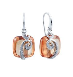 Vigne Champage Earrings by Belle Étoile - Spring Time Nickel Allergy, Orange Design, White Stone, Earring Sale, Stone Settings, Rhodium Plated, Stone Color, Sterling Silver Earrings, Sterling Silver Jewelry