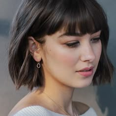 Oval Bead-set Diamond Dangle Earrings, Drop Earrings - Aide-mémoire Jewelry Routine Daily, Petite Earrings, Bob Hairstyles With Bangs, Choppy Bob Hairstyles, Foto Tips, Healthy Routine, Diamond Dangle Earrings, Short Hair With Bangs