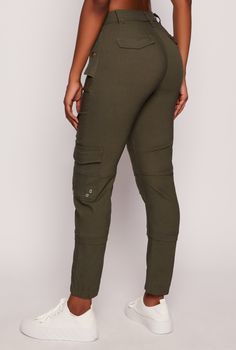 Jogger, Tapered Leg, High Waisted, Cargo Pocket(s), Grommets, Stretch, Solid, Item Number 3061038345242 Cargo Joggers Women, Cargo Joggers, Cargo Pocket, Tapered Legs, Item Number, High Waisted