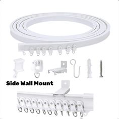 the side wall mount kit is shown with clips and hooks