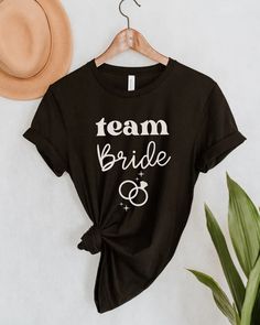 Team Bride Shirt Bridal Party Shirt Bachelorette Party Shirts Black Bride Tee, Flare Blouse, Party Trends, Bride Shirt, Shirts Black, Team Bride, Party Outfits, Short Sleeve Pullover