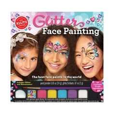 "Brush up on your face painting skills and create shimmering masterpieces in minutes with this Klutz Glitter Face Painting set. 47 designs to choose from WHAT'S INCLUDED 6 colors of professional face paint Paintbrush Sponge Cosmetic-grade glitter 46 stick-on rhinestones 54-page book 1""H x 9.5""W x 9.5""D Age: 8 years & up Imported Model no. KZ803751 Size: One Size. Color: Multicolor. Gender: female. Age Group: kids." Glitter Face Painting, Glitter Face Paint, Face Paint Set, Cool Face Paint, Professional Face Paint, Face Paint Kit, Painting Skills, Cosmetic Grade Glitter, Face Painting Easy