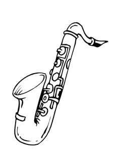 a black and white drawing of a saxophone