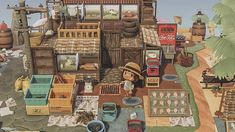 an animated image of a house with lots of stuff on the ground and in front of it