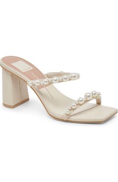 Dolce Vita Perna Imitation Pearl Slide Sandal (Women) | Nordstromrack White Pearl Heels, Pearl Heels, Wear Pearls, Ivory Pearl, Dolce Vita Shoes, Luxe Gifts, Dress Sandals, Dress And Heels, Cute Shoes