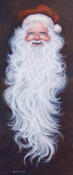 a painting of santa claus with long white hair and beard