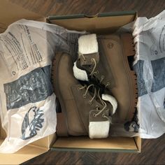 Nib Women’s Timberland Waterproof Fleece Fold Down Boot Color- Light Brown Size-6m Luxury Lace-up Boots With Reinforced Moc Toe, Plaid Timberland Boots, Timberland Waterproof Boots, Timberland Waterproof, Timberlands Shoes, Timberlands Women, Timberland Shoes, Waterproof Boots, Timberland Boots