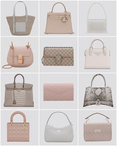 many different types of purses and handbags