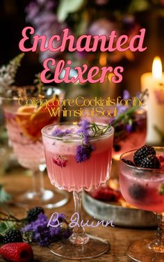 the cover of an enchanted eliivers cookbook, with two glasses filled with drinks and berries