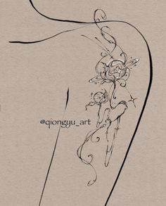 a drawing of a woman's back with flowers on it