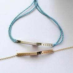 Blue cord bracelet,  luca jewelry, minimal jewelry , cord bracelet, name bracelet, name bar bracelet, gold bar bracelet, initial bracelet, personalized jewelry, personalized bracelet, friendship bracelet, blue bracelet, etsy jewelry, skinny bar bracelet, gold bar bracelet, silver bar bracelet. Dainty Personalized Friendship Bracelets, Minimalist Bracelet With Sliding Knot For Best Friend, Minimalist Sliding Knot Bracelet For Best Friend, Minimalist Hand Stamped Name Bracelet For Friendship, Minimalist Rose Gold Friendship Bracelets, Adjustable Minimalist Name Bracelet For Everyday, Personalized Gold Friendship Bracelets, Adjustable Minimalist Name Bracelet For Best Friend, Minimalist Adjustable Name Bracelet For Best Friend Gift