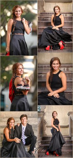 a collage of photos showing people in formal wear