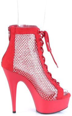 6" Heel, 1 3/4" Platform Lace-Up Peep Toe Ankle Boot, Back Zipper - Fit Guide: True to Size - Heel: 6" Heel, 1 3/4" Platform - Country of Origin: Imported - Brand: Pleaser Goth Shoes, Peep Toe Ankle Boots, Japan Woman, Lace Up Ankle Boots, Girls Fashion Clothes, No Me Importa, Lady In Red, Faux Suede, Bootie Boots