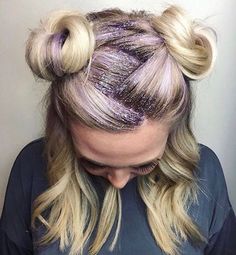 7 Weird Beauty Trends of 2017 | StyleCaster Weird Beauty, Glitter Roots, Bushy Eyebrows, Space Buns, Beauty Regimen, Penteado Cabelo Curto, Festival Hair, Glitter Hair, Oily Hair