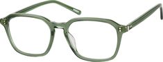 The Timo × Zenni Collection is a collaboration with designer Timo Weiland inspired by weekend escapes. Style-savvy Sun Chaser is a getaway essential. Made with hand-polished acetate the medium-wide frame has a glossy finish and comes in the following colors: pine black and honey. | Zenni Punk Square Prescription Glasses Green Plastic Frame Green Glasses Frames, 50s Glasses, Zenni Optical Glasses, Nerd Glasses, Eye Prescription, Weekend Escape, Zenni Optical, Square Glasses, Style Savvy