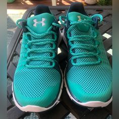 Women Under Armour Charge Sneakers Should Size 8 Casual Under Armour Lace-up Walking Shoes, Blue Under Armour Running Sneakers, Under Armour Blue Running Sneakers, Casual Green Running Shoes For Walking, Cross Country Running Shoes, Softball Shoes, Lacrosse Cleats, Navy Blue Sneakers, White Running Shoes