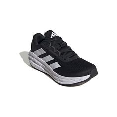 Update your wardrobe with these adidas Questar 3 men's running shoes. Click this FOOTWEAR GUIDE to find the perfect fit and more! TECHNOLOGIES & FEATURES Breathable mesh upper Bounce cushioning adds spring to your stride Lace-up closure for a secure fitDETAILS Textile, synthetic upper Textile lining Bounce 2.0 midsole Rubber outsole Padded footbed Round toe Lace-up closure Spot clean ImportedRESPONSIBLE Contains recycled materials 50% upper is recycled polyester Size: 11. Color: Black White Carb Adidas Running Shoes With Logo For Jogging, Adidas Low-top Trail Running Shoes For Sports, Adidas Casual Sneakers For Marathon, Adidas Black Running Shoes For Marathon, Adidas Running Shoes With Logo, Adidas Sneakers For Marathon, Adidas Running Shoes For Errands, Adidas Athletic Fit Running Shoes For Errands, Adidas Dynamic Synthetic Running Shoes