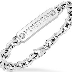 LOUIS VUITTON® - Lv Id Bracelet - Silver Men Jewellery, Gift Baskets For Men, Mens Jewellery, Louis Vuitton Jewelry, Mens Bracelet Silver, Id Bracelets, Louis Vuitton Men, Hand Jewelry, Bracelet Collection