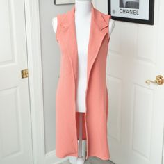 Boohoo Peach Sleeveless Longline Vest. New Without Tags! Never Worn. From The Online Website Boohoo. Color: Peach. Size Small. Sleeveless Stretch Sweater Vest For Day Out, Stretch Sleeveless Sweater Vest For Day Out, Fitted Sweater Vest For Spring Day Out, Fitted Pink Tank Top For Fall, Sleeveless Vest For Fall Day Out, Chic Pink Vest, Pink Fitted Sleeveless Vest, Chic Peach Sleeveless Tank Top, Pink Sleeveless Sweater Vest For Spring