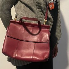 Crossbody Bag. Burgundy. Removable Strap. Great Condition. Minor Corner Wear On One Side. Green Leather Interior. No Pen Marks Or Stains. No Pen, Convertible Bags, Tory Burch Bags, Tory Burch Bag, Green Leather, Leather Interior, Crossbody Bags, Tory Burch, Convertible