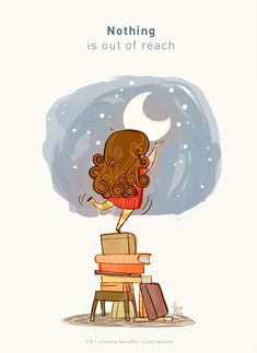 Think positive - illustrations on Behance A Girl, The Moon, A Woman, Moon, Quotes, Books