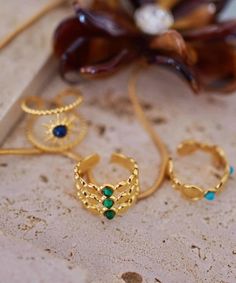 Affordable Rings, Set Rings, Daily Hairstyles, Romantic Vacations, Luxury Rings, Vacation Style, Gem Stone, Cluster Ring, Three Piece