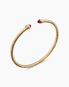 Shop the Classic Cablespira® Bracelet in 18K Yellow Gold with Garnets and Diamonds, 3mm from David Yurman. Enjoy complimentary shipping on all online orders. Gold David Yurman Bracelet, Luxury Wishlist, Jewellery Wishlist, Yurman Bracelet, David Yurman Bracelet, Xmas List, Women's Bracelets, I Love Jewelry, Small Accessories