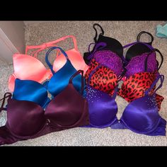 7 “Very Sexy” Victoria’s Secret Bras. All Are The Same Size, Most Barely Worn. Silky Smooth Material With Light Padding. Beautiful Colors And Patterns. Retail $50+ Each. Open To Offers! Random Things, Blue Purple, Women's Intimates, Victoria’s Secret, Beautiful Colors, Blue And Purple, Victoria's Secret, Bra, Purple