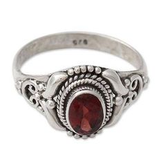 Garnet cocktail ring, 'Traditional Romantic' - Traditional Style Silver and Garnet India Cocktail Ring (image 2a) Code Lyoko, Silver Cocktail, Dope Jewelry, Funky Jewelry, Garnet Rings, Pretty Jewellery, Handmade Sterling Silver, Cocktail Ring, Cute Jewelry