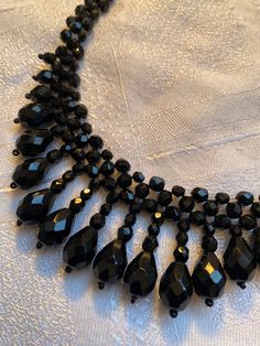 Lovely old Czech faceted black glass bead necklace, Gothic, Mourning, Victorian style  It measures 17 inches long inc the extender chain  In very good wearable condition  Attractive fringe choker style  Faux Whitby jet Necklace Gothic, Gothic Victorian, Choker Style, Glass Bead Necklace, Victorian Style, Black Glass, Victorian Fashion, Glass Bead, Bead Necklace