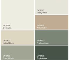 the different shades of paint that are used for walls and ceilings in various colors, including green