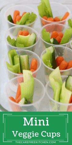 mini veggie cups filled with carrots and celery