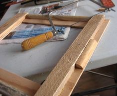 the tools are laying on the table ready to be made into woodworking pieces and put together