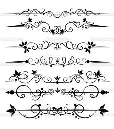 a set of decorative scroll designs in black and white stockvectors, clipping