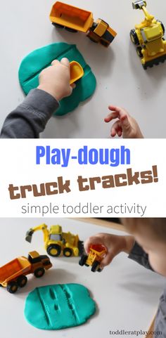 play dough truck tracks for toddlers to learn how to make trucks and track them