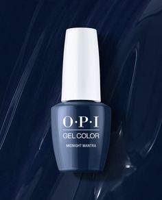 OPI Gel #GC F009 - Midnight Mantra / Intelli-Gel Opi Gel Nail Polish, Kiara Sky Gel Polish, Black Gel Nails, Opi Gel Nails, Blue Gel Nails, Gel Lamp, Glitter Gel Polish, Blue Gel, Cat Eye Gel