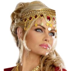 Gold Dripping Rubies Headpiece Adult Halloween Accessory - Walmart.com - Walmart.com Medieval Headpiece, Egyptian Headpiece, Jewelled Headpiece, Viking Braids, Headpiece Accessories, Gold Costume, Queen Princess, Goddess Costume, Gold Headpiece