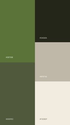 four different shades of green, brown and white with the same color scheme on them