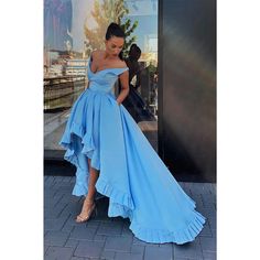 Evening Party Dresses, High Low Prom Dresses, Prom Dresses With Pockets, Custom Prom Dress, Stretch Satin, Evening Party Dress, Prom Party, Blue Satin, Long Prom Dress