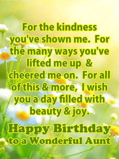 happy birthday card with daisies in the grass and sun shining behind it, for the kindness you've shown me