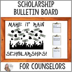 a bulletin board with the words, make it rain and dollar bills for counselors