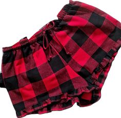 Christmas Pajama Shorts, Flannel Shorts, Pajama Bottoms Womens, Adult Pajamas, Women Birthday, Black Christmas, Birthday Woman, Wedding Bridesmaid, Red And Black Plaid